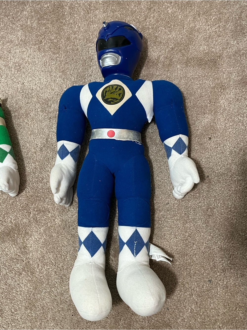Vintage big MIGHTY MORPHIN BLUE POWER RANGER SABAN 1993 Plush Toy